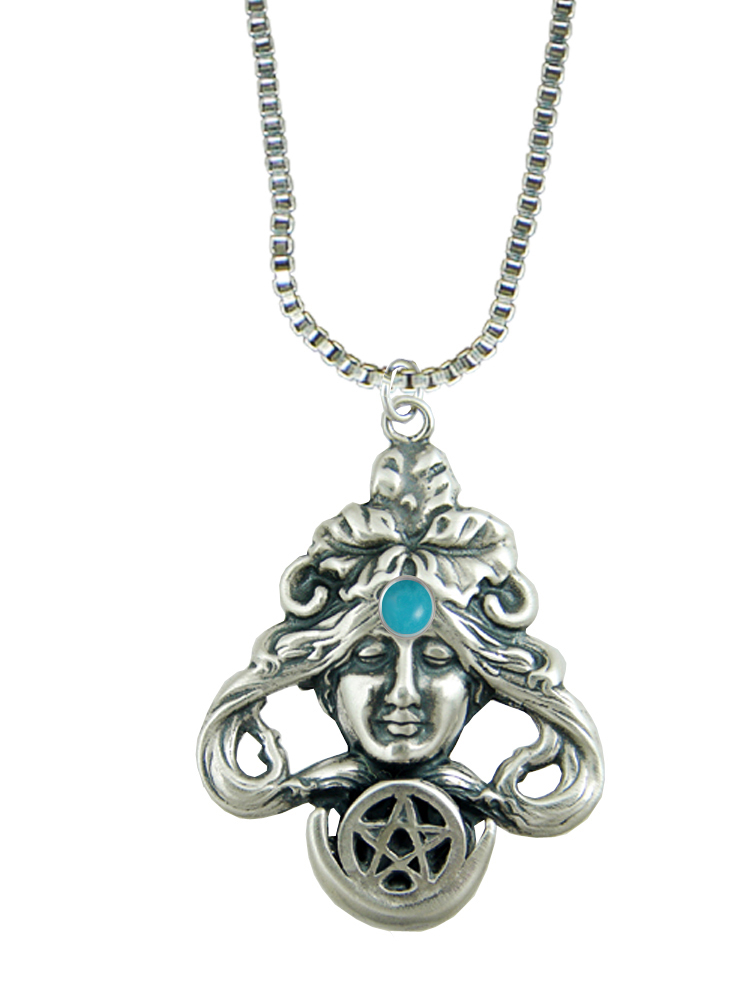 Sterling Silver First Goddess Pendant With Turquoise